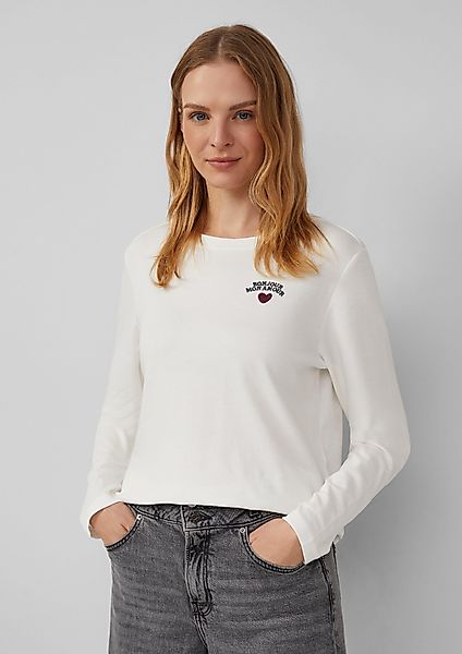 s.Oliver Langarmshirt Verkürztes Longsleeve mit Stickerei-Detail günstig online kaufen