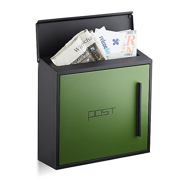 relaxdays Briefkasten mod, Schwarz-Grün günstig online kaufen
