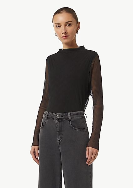 comma Langarmshirt Mesh-Longsleeve mit Plisseestruktur günstig online kaufen