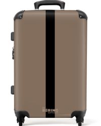 NoBoringSuitcases.com© Hartschalen-Trolley Hellbraun mit schwarzem Streifen günstig online kaufen