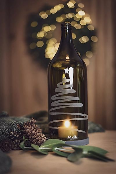 Windlicht Weihnachtsbaum Aus 2l Flasche, Oliv Mit Betonuntersetzer (Schwarz günstig online kaufen