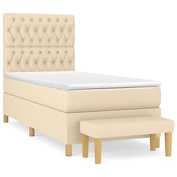 vidaXL Boxspringbett mit Matratze Creme 90x200 cm Stoff1358513 günstig online kaufen