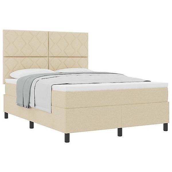 vidaXL Bett Boxspringbett mit Matratze Creme 160x200 cm Stoff (1-tlg) günstig online kaufen