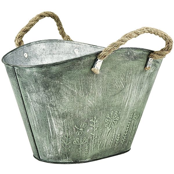 Viana Übertopf Blumentopf Metall Handtasche Jutegriffe günstig online kaufen