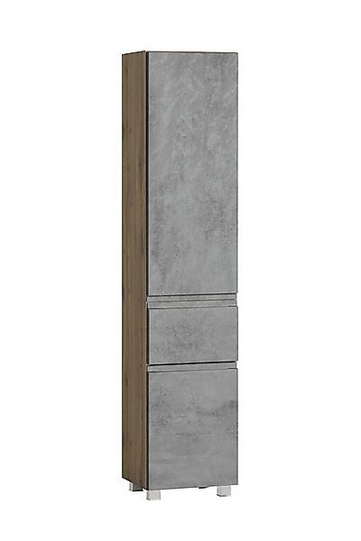 HELD MÖBEL Seitenschrank in Betongrau / Wotaneiche, MDF - 40x180x35cm (BxHx günstig online kaufen