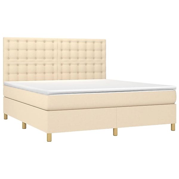 vidaXL Boxspringbett mit Matratze & LED Creme 160x200 cm Stoff 3135770 günstig online kaufen