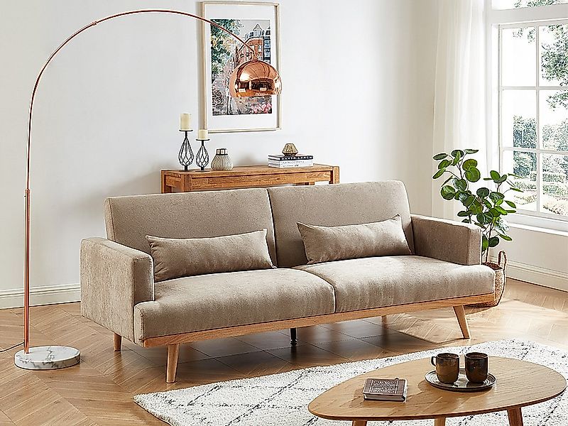 Schlafsofa Klappsofa 3-Sitzer - Stoff - Beige - ESME günstig online kaufen