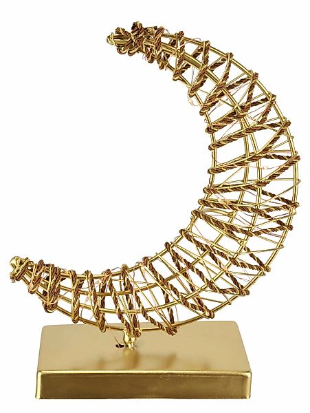 I.GE.A. LED-Dekofigur "LED-Dekoobjekt Mond" Dekofigur Metall Gold warmweiß günstig online kaufen