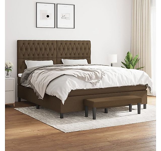 vidaXL Boxspringbett Boxspringbett mit Matratze Dunkelbraun 180x200 cm Stof günstig online kaufen