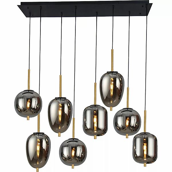 Globo Pendelleuchte Blacky 8-flammig Metall Schwarz Rauchfarben günstig online kaufen