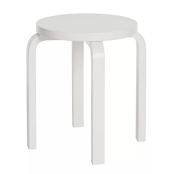 Artek - E60 Hocker Gestell lackiert - weiß/Sitzfläche Birkenfunier lackiert günstig online kaufen
