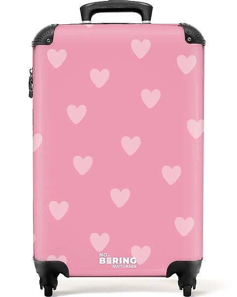 NoBoringSuitcases.com© Hartschalen-Trolley Herzen - Rosa 55x35x20cm, günstig online kaufen