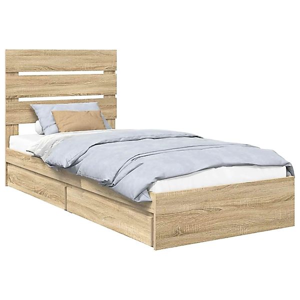 vidaXL Stauraumbett Sonoma-Eiche 100 x 200 cm Holzwerkstoff 3411919 günstig online kaufen