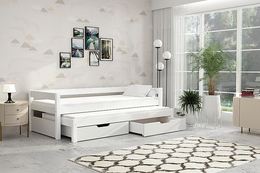 thematys Kinderbett mit Ausziehbett 2 Schubladen 90x200cm inkl. 2 Matratzen günstig online kaufen