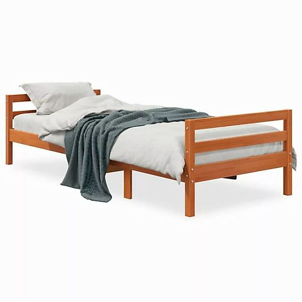 vidaXL Bett Massivholzbett ohne Matratze Wachsbraun 75x190 cm Kiefernholz günstig online kaufen