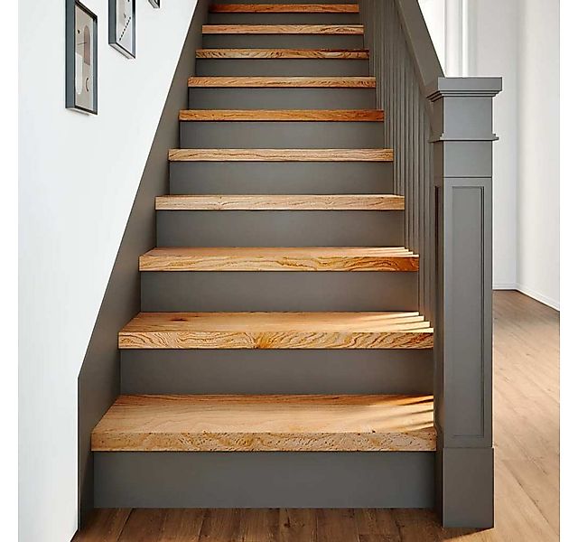 vidaXL Stufenmatte Treppenstufen 12 Stk. Hellbraun 80x25x2 cm Massivholz Ei günstig online kaufen