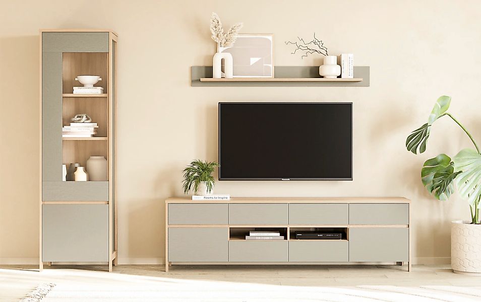 Home affaire Wohnwand "Stranda, moderne Anbauwand, Komplettset im Scandi-St günstig online kaufen