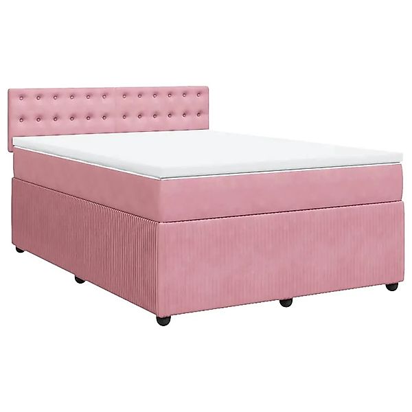 vidaXL Boxspringbett mit Matratze Rosa 140x190 cm Samt 3287751 günstig online kaufen