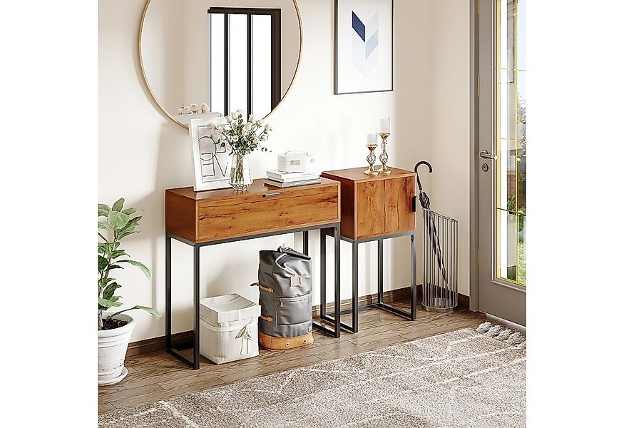 HOMCOM Konsolentisch mit Stauraum, Sofatisch Flurtisch im Industriedesign, günstig online kaufen