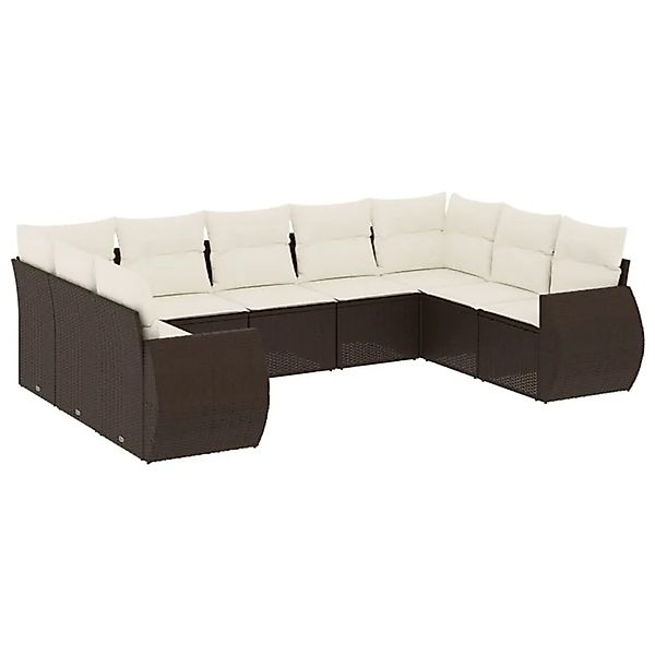 vidaXL 9-Tlg Garten-Sofagarnitur mit Kissen Braun Poly Rattan 3221802 günstig online kaufen