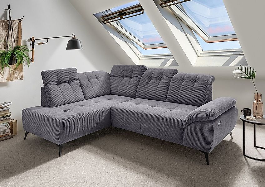 Myhomelando Ecksofa Liona, mit elektrischen Sitzvorschub & Cord-Stoff günstig online kaufen