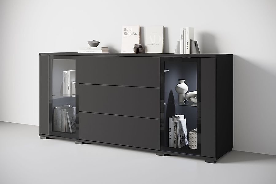 INOSIGN Sideboard "modernes Design mit Glaseinsätzen und 3 Schubladen, Brei günstig online kaufen