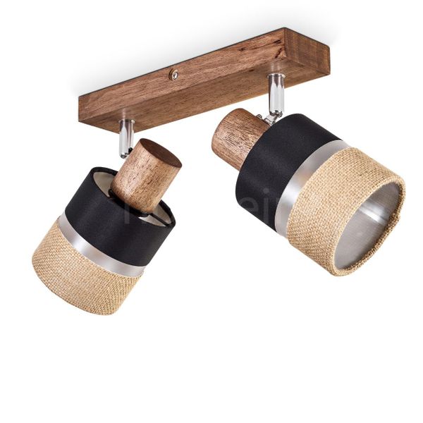 hofstein Deckenleuchte Deckenlampe aus Holz/Metall/Leinen in günstig online kaufen