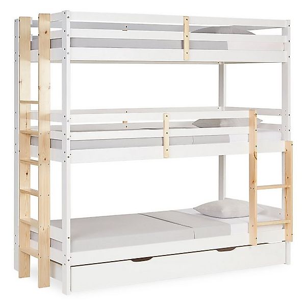 Homestyle4u Etagenbett 90x200 mit Bettkasten in Weiß 2589 günstig online kaufen