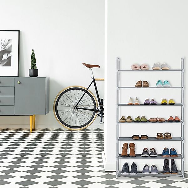relaxdays Schuhregal Metall silb, 7 günstig online kaufen