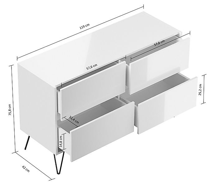 Magnolia Home Sideboard Kommode Dion 120cm günstig online kaufen