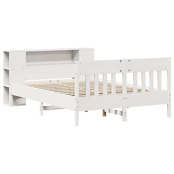 vidaXL Bett Massivholzbett mit Regal ohne Matratze Weiß 120x190 cm Kiefer günstig online kaufen