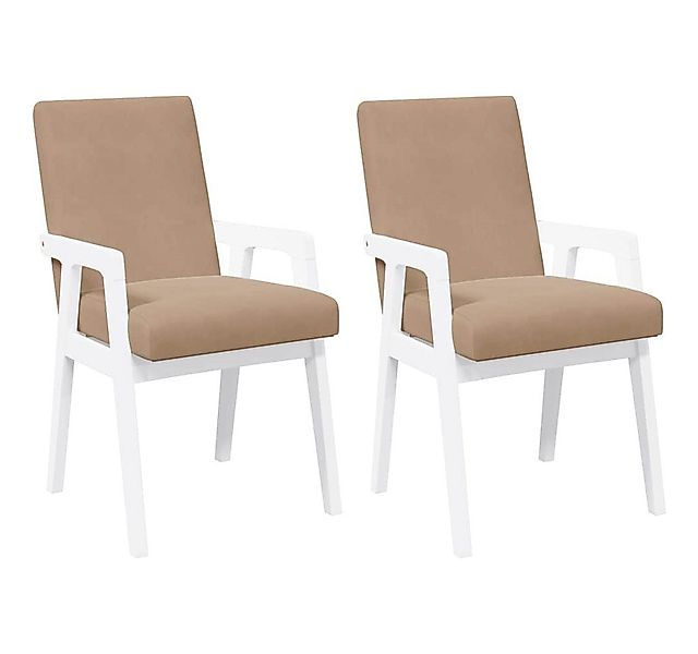 vidaXL Esszimmerstuhl Esszimmerstühle mit Kissen 2 Stk. Weiß Massivholz Gum günstig online kaufen