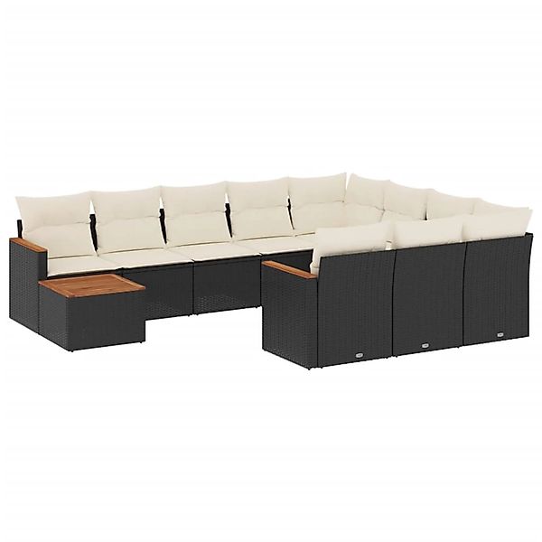 vidaXL 11-Tlg Garten-Sofagarnitur mit Kissen Schwarz Poly Rattan 3258766 günstig online kaufen
