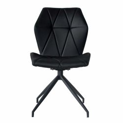 Schwarze Esszimmerstühle aus Kunstleder und Metall drehbar (2er Set) günstig online kaufen