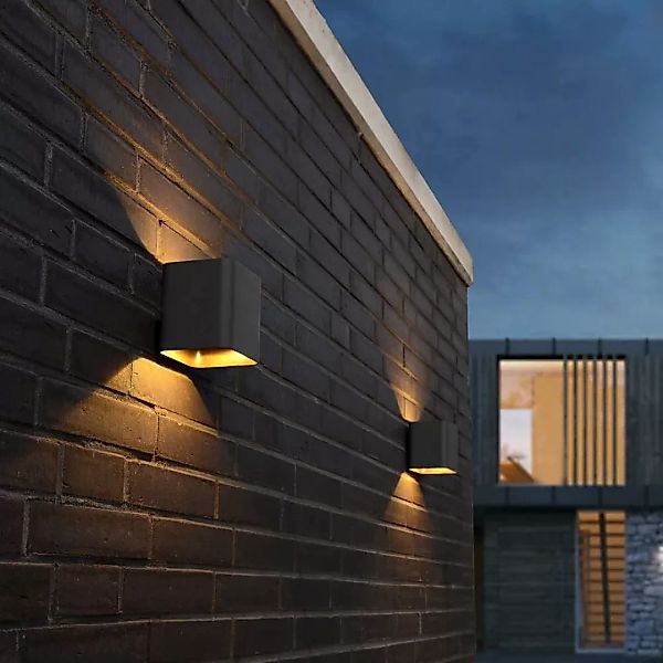 LED Wandleuchte Dodd in Anthrazit W 540lm IP54 eckig günstig online kaufen