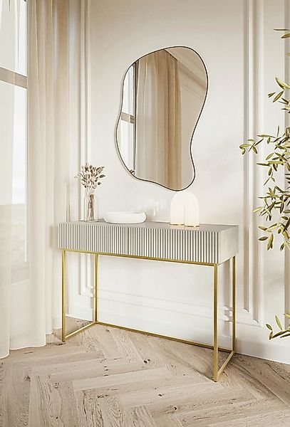 Selsey Schminktisch VELDIO, 2 Schubladen mit geriffelten Fronten, goldfarbe günstig online kaufen