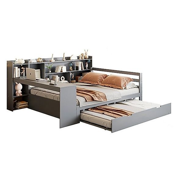 Odikalo Ausziehbett Daybett Schlafsofa Schreibtisch Regal Ablagefach USB We günstig online kaufen