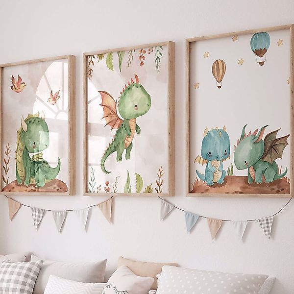 WANDKIND Poster Drachen Freunde 3er Set günstig online kaufen