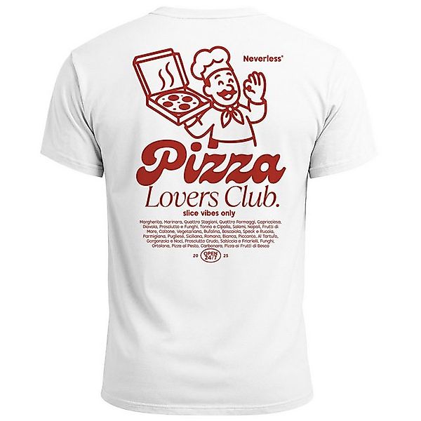 Neverless Print-Shirt Herren T-Shirt Backprint Pizza Lovers Club Printshirt günstig online kaufen