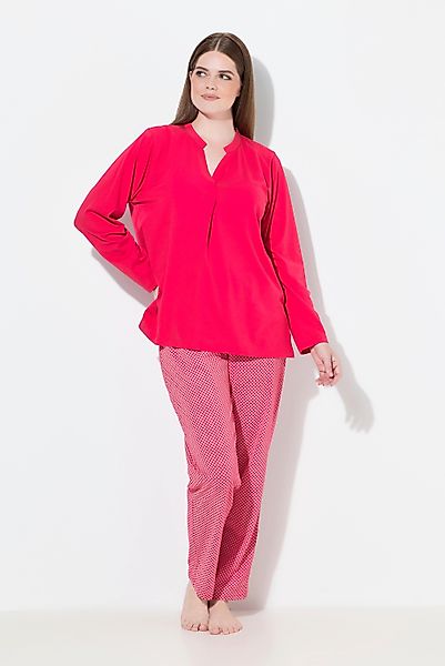 Ulla Popken Pyjama Pyjama Muster Rundhals günstig online kaufen