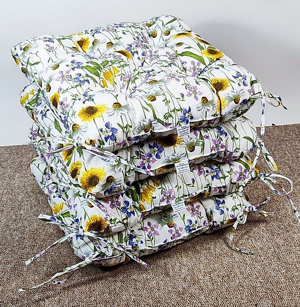 Rattani Sitzkissen Set 4x Stuhlkissen/Sitzkissen Klara 42 x 42 x 8 cm Landh günstig online kaufen