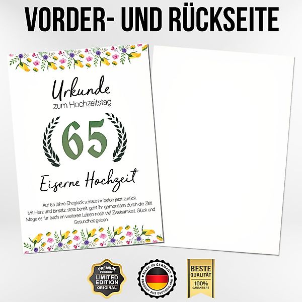 Tigerlino Poster 65. Hochzeitstag Geschenk Eiserne günstig online kaufen