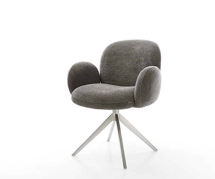 Drehstuhl Nube-Flex mit Armlehnen Bouclé Soft Schlamm Kreuzgestell breit Ed günstig online kaufen