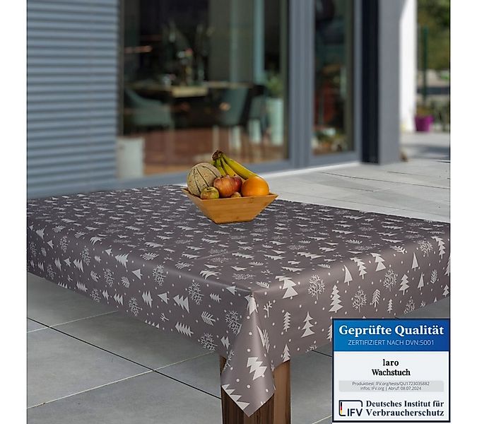 laro Tischdecke Wachstuch-Tischdecken Weihnachten Grau Tannenbaum rechtecki günstig online kaufen
