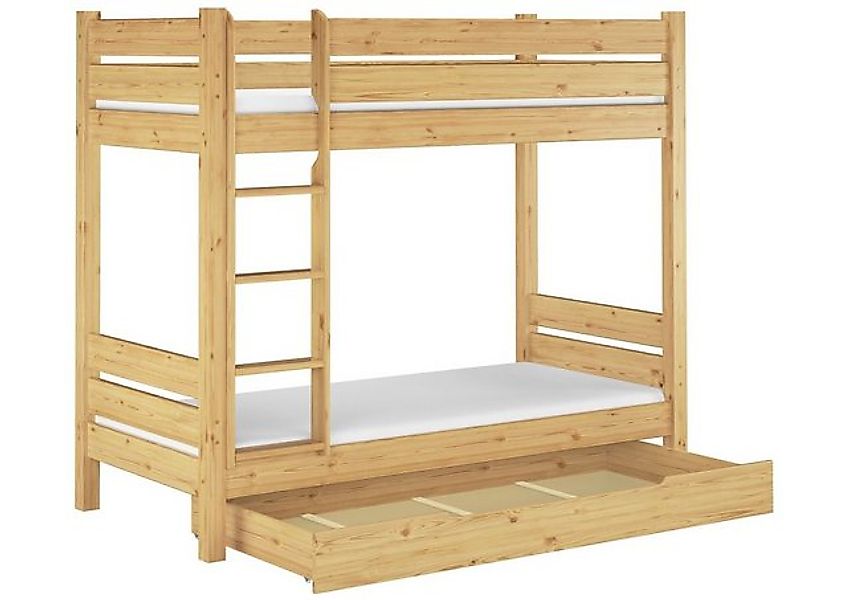 ERST-HOLZ Etagenbett Kinderhochbett 90 x 200 mit Rollrost Matrazen und Bett günstig online kaufen