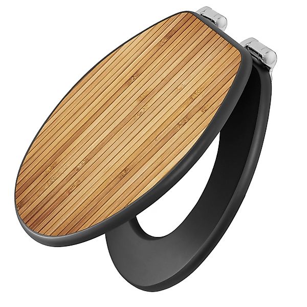 banjado WC-Sitz Anthrazit Motiv Bambusholz (umweltfreundliches Material, in günstig online kaufen