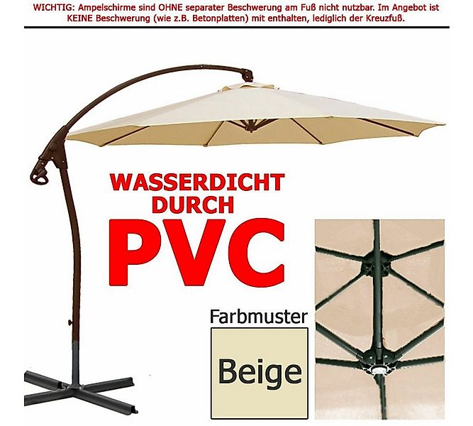 habeig Ampelschirm WASSERDICHT Ampelschirm 3m Marktschirm PVC Schirm 300cm günstig online kaufen