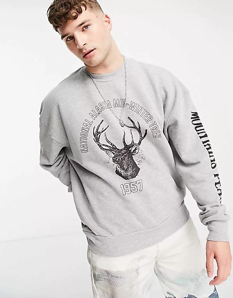 Jaded London – Oversize-Sweatshirt in Grau mit Alaska-Print günstig online kaufen
