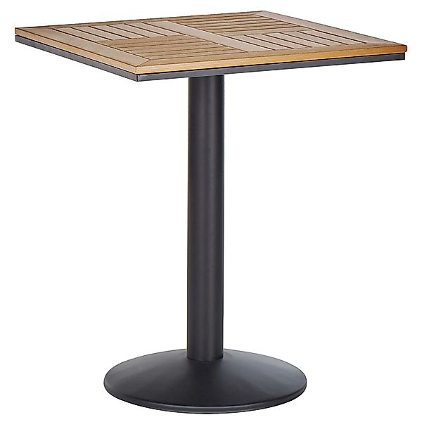 Beliani Gartentisch PALMI Heller Holzfarbton Schwarz 60x60x75 günstig online kaufen