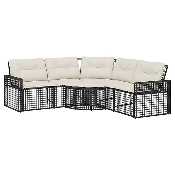 vidaXL Gartensofa in L-Form mit Kissen und Fußbank Schwarz Poly Rattan 3658 günstig online kaufen